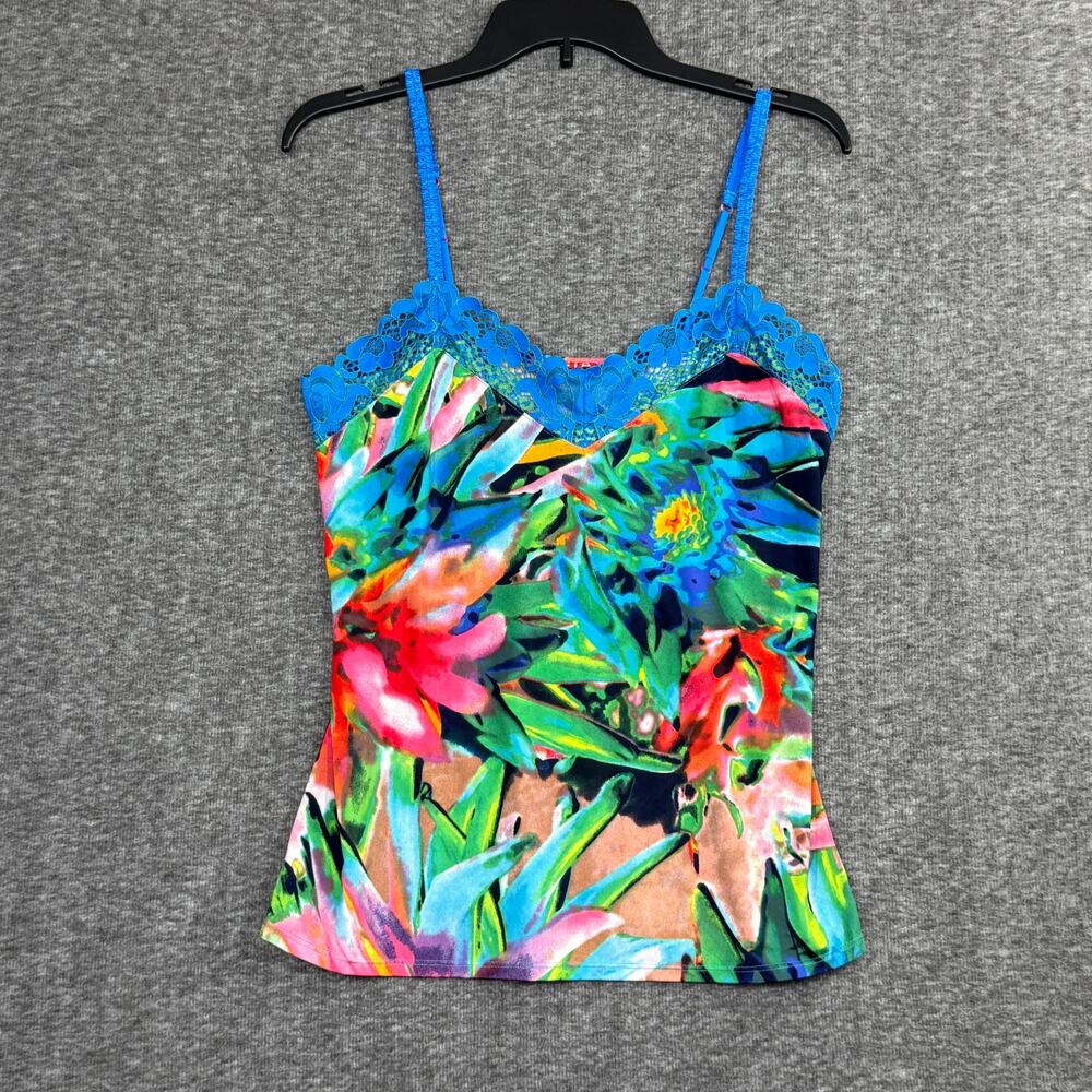 Josie Natori Tropical floral lace trim cami size medium